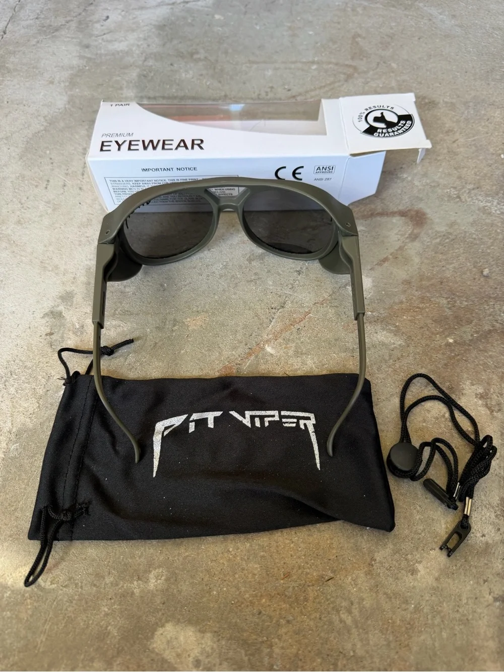 Pit Viper Olive Green Frame Sunglasses with Yellow Mirrored Lenses